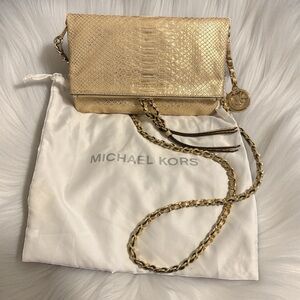 MICHAEL KORS Python Embossed Corinne Messenger w/ Dust Bag